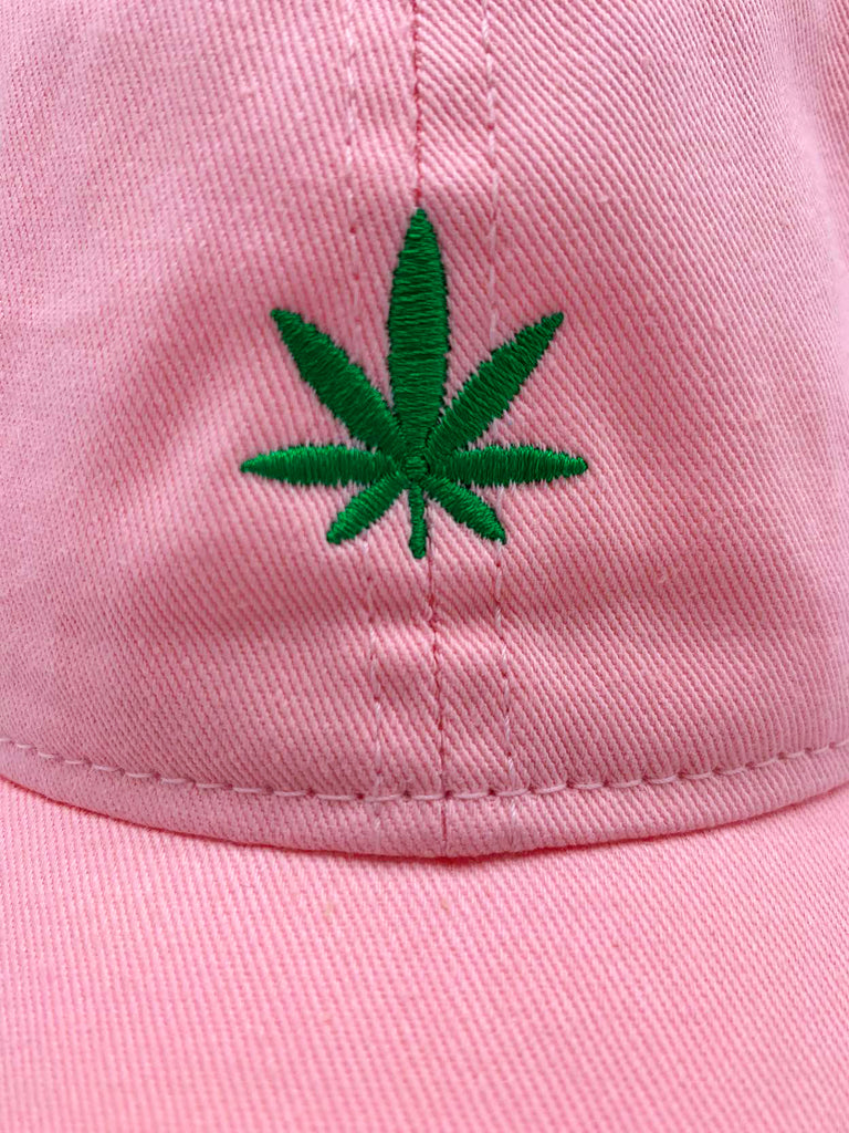Green leaf on Pink Hat