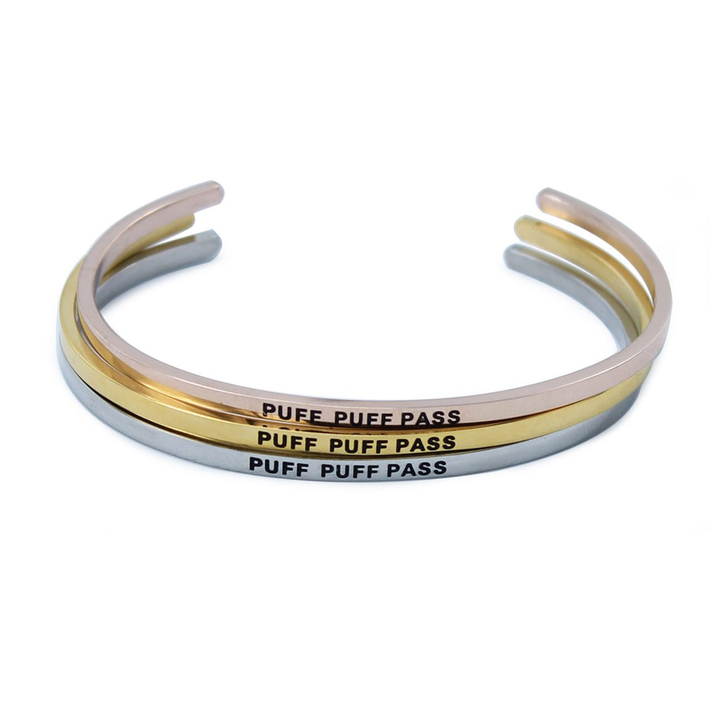 Puff Puff Pass Bracelets in silver, rose gold and gold