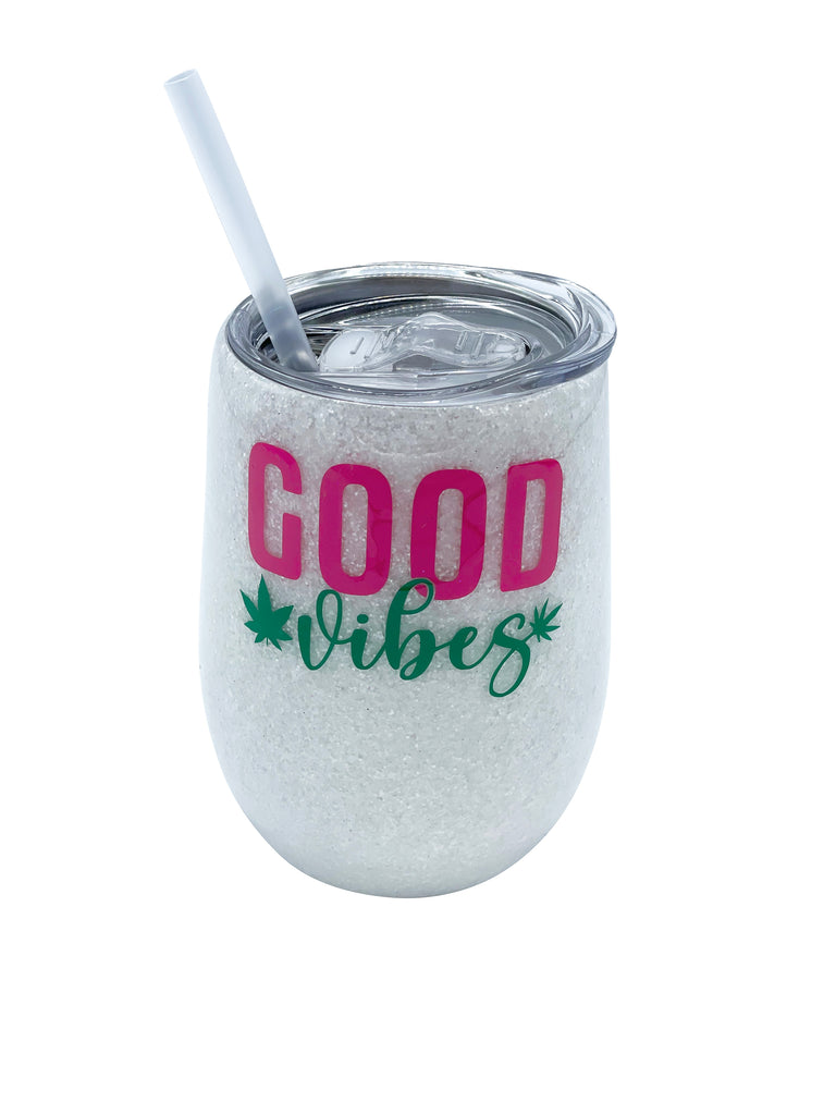Good Vibes Drink Tumbler with straw