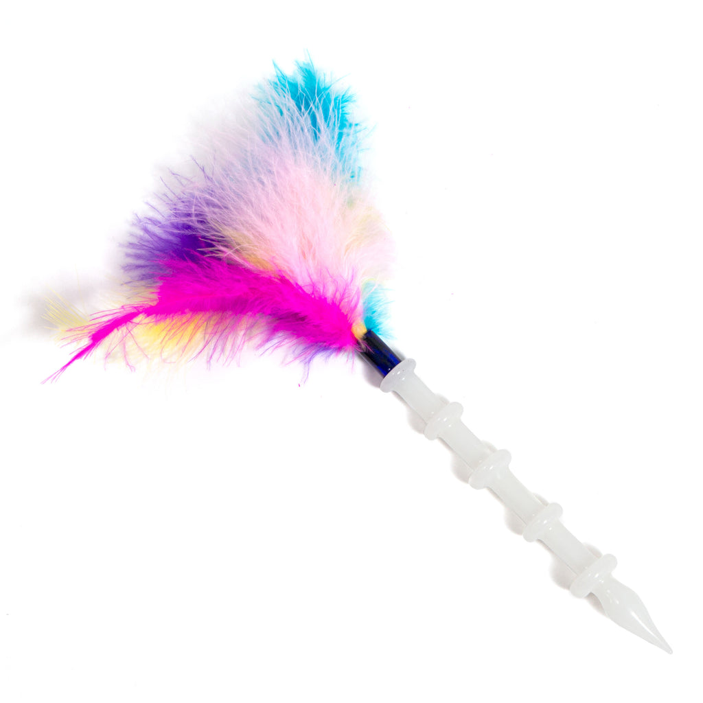 White Dabber with colorful feathers