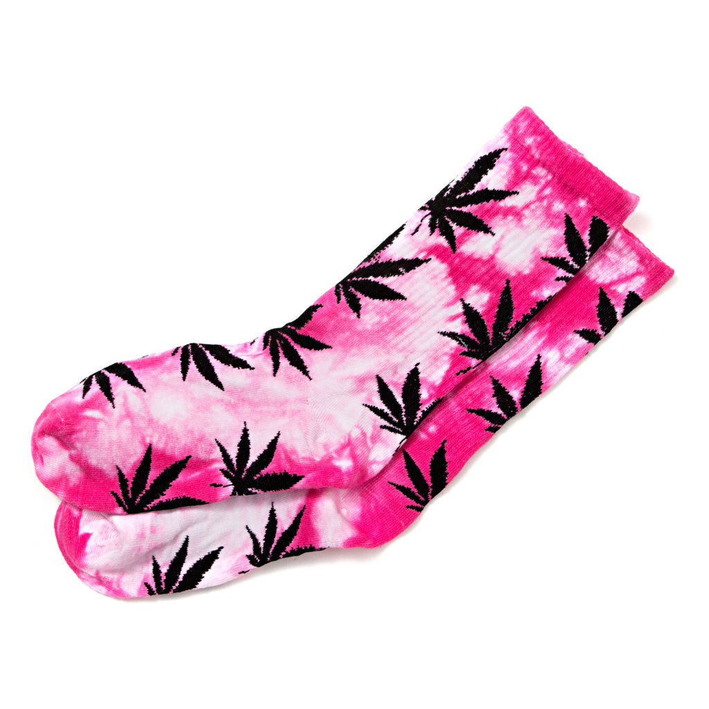 pink and white tie dye Leaf Socks 
