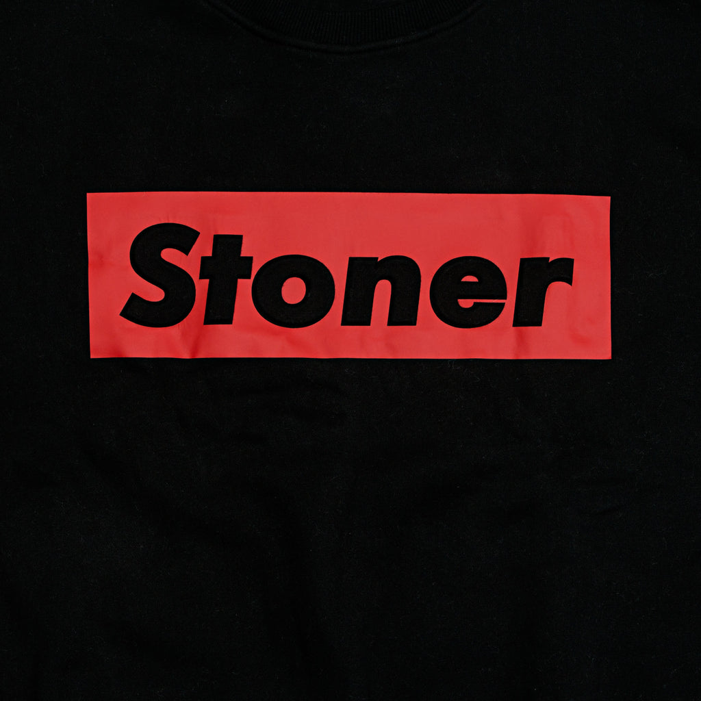 "STONER" in black with red background