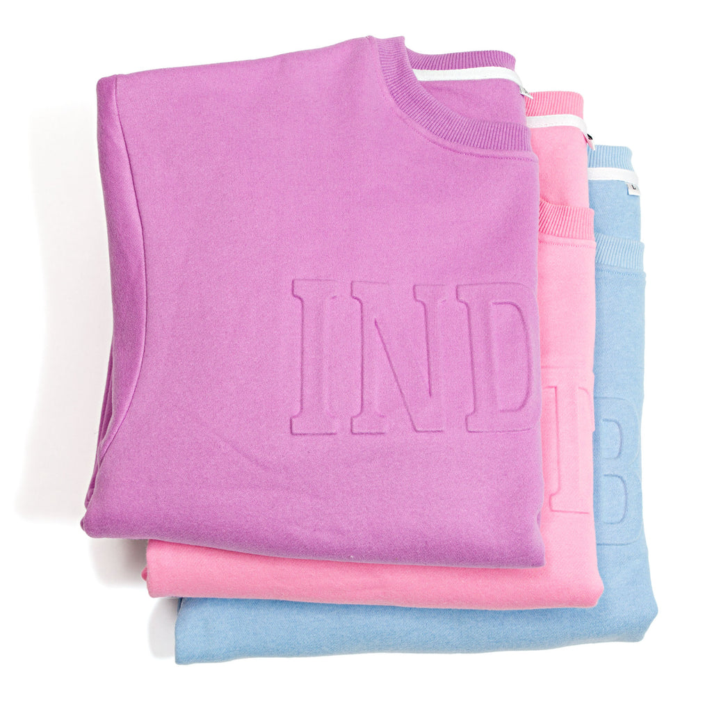 Purple , pink and blue "STAVIA" sweatshirts